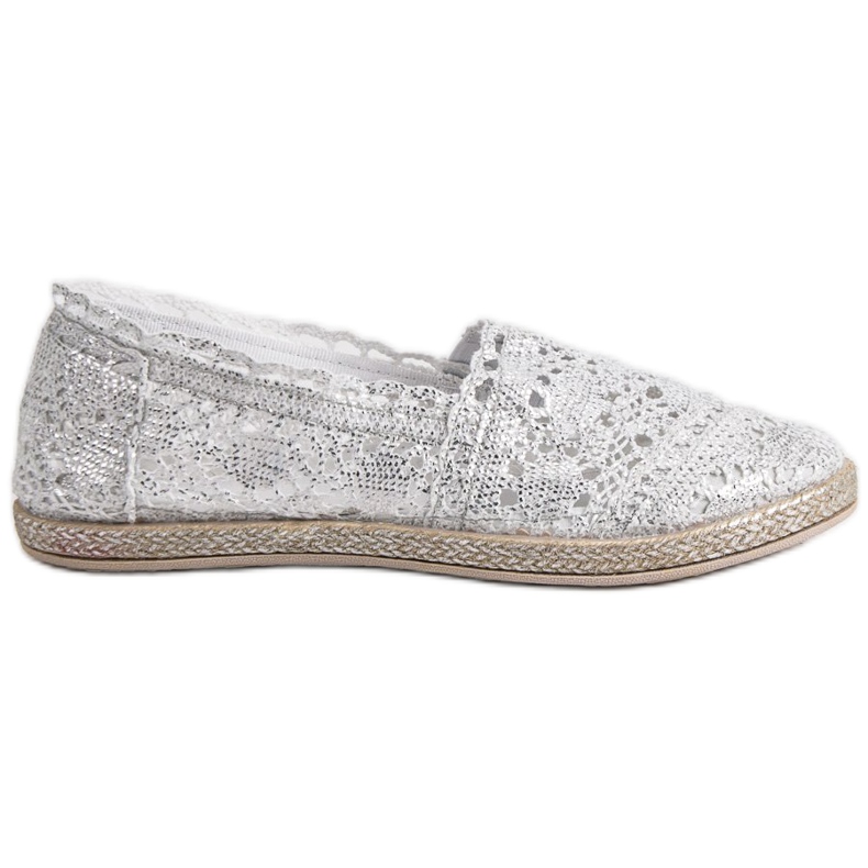 Sweet Shoes Espadrilky ze stříbrné krajky šedá