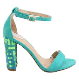 Sandály na podpatku máty 708-24 modré modrý vícebarevný