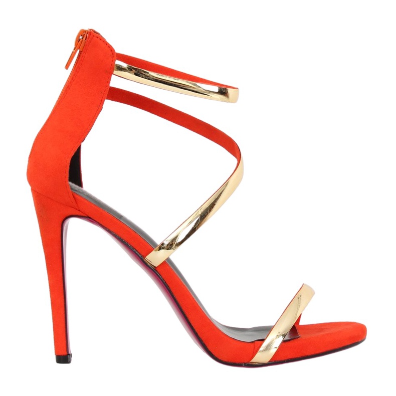 Oranžové sandály na vysokém podpatku 988-58 Orange oranžový