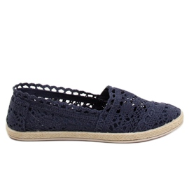 Tmavě modré krajkové espadrilky JX1020 Navy námořnická modř