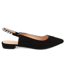 Černé LS5028 Černé balerínky s otevřenými podpatky černá Černé LS5028 Černé balerínky s otevřenými podpatky černá
