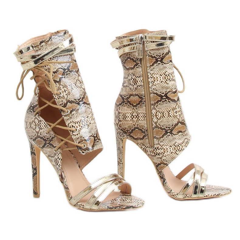 Béžová hadí kůže JR-041 Nude boty hnědý vícebarevný