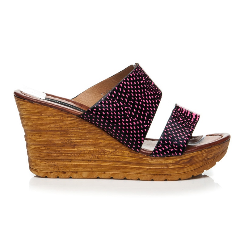 Sergio Todzi Sandály na klínku černá růžový Sergio Todzi Sandály na klínku černá růžový