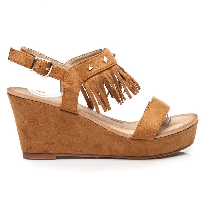 Bestelle Rockové sandály s třásněmi hnědý