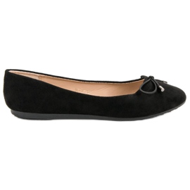 Semišové balerínky s mašlí černá Semišové balerínky s mašlí černá