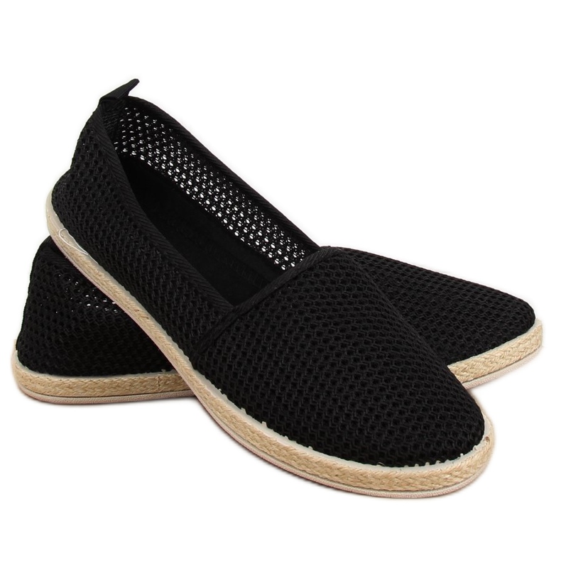 Espadrilky z černé síťoviny JX1029 černé černá Espadrilky z černé síťoviny JX1029 černé černá