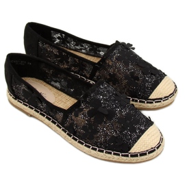 Espadrilky černé krajky MB188-225 černé černá