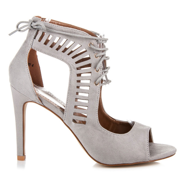 Queen Bee Svázané semišové sandály šedá