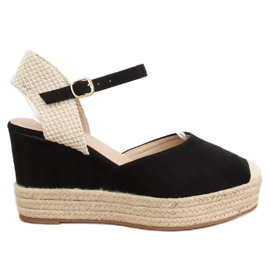 Černé espadrilky na klínech T331P černé černý