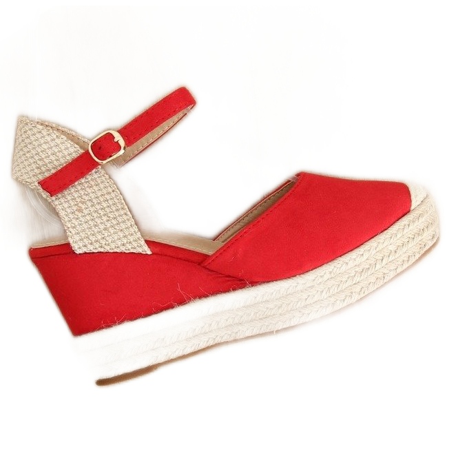 Červené espadrilky na klínech, červené T331P červené