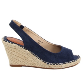 YY29P Modré espadrilky na klíncích námořnická modř