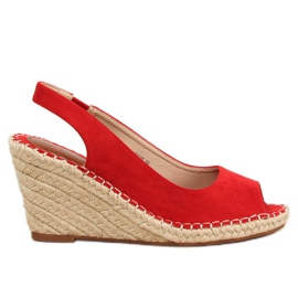 Červené espadrilky na klínech červená YY29P červená červený