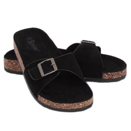 Černý semiš CK61P Černé pantofle