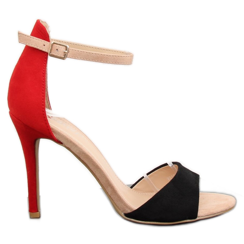 Černé sandály na vysokém podpatku WD100P Black černá červené