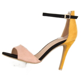Sandály na vysokém podpatku WD100P Yellow žlutá vícebarevný