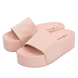 Růžové pantofle s vysokou podrážkou CK76P růžový