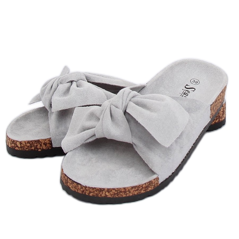 Šedé semišové šedé pantofle CK02P Šedé šedá