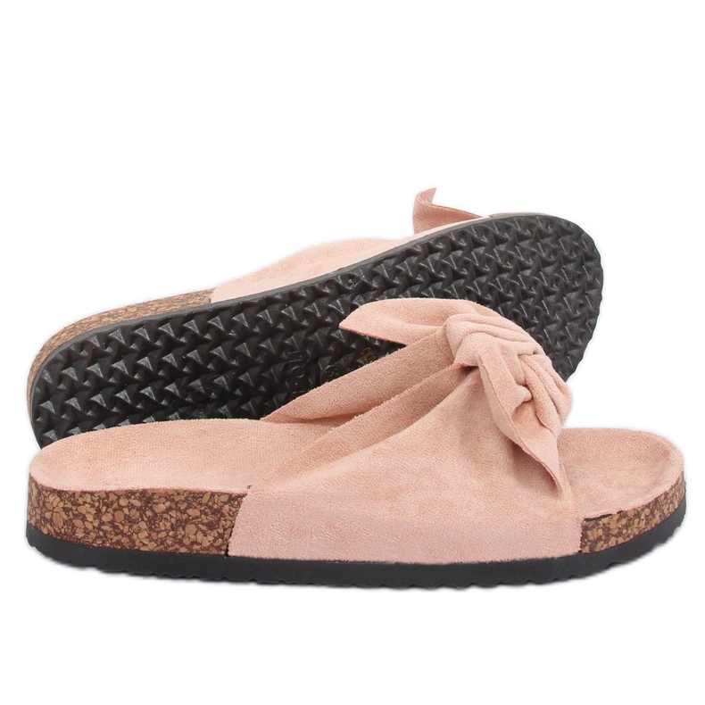 Růžové semišové pantofle CK02P růžový