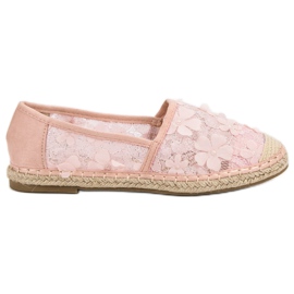 Nio Nio Krajkové espadrilky v květinách růžový