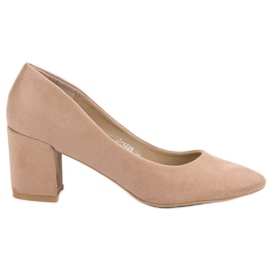 Ideal Shoes Béžové Lodičky Na Sloupu béžový Ideal Shoes Béžové Lodičky Na Sloupu béžový