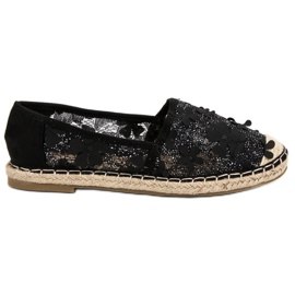 Nio Nio Krajkové espadrilky v květinách černý