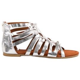 Evento Stříbrné vázané sandály šedá