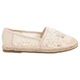 Nio Nio Krajkové espadrilky v květinách hnědý