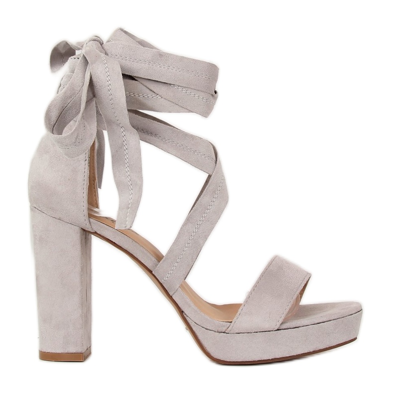Šedé sandály na šedé platformě NC805 Grey šedá