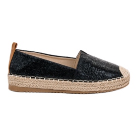 Small Swan Lesklé espadrilky černý