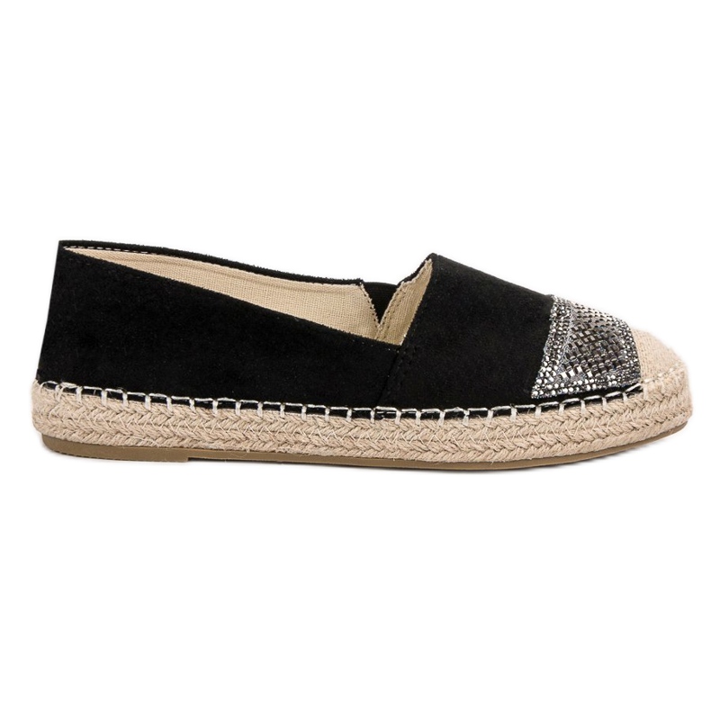 Small Swan Semišové espadrilky s krystaly černá Small Swan Semišové espadrilky s krystaly černá