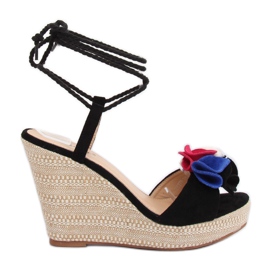 Černé sandály na klínku YY27P Black černá