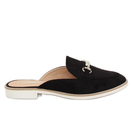 Černá F9375 Černé pantofle mokasíny černý