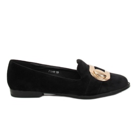 Mokasíny z černého sametu F1048 Black černý