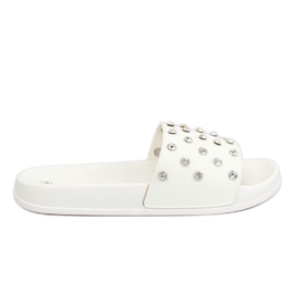 Bílé pantofle CK67P Bílé s kamínky bílý