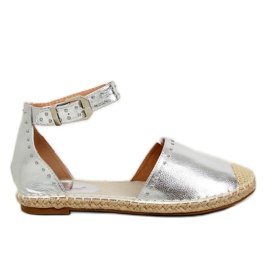 Stříbrné metalické espadrilky CF-1K215 Silver šedá
