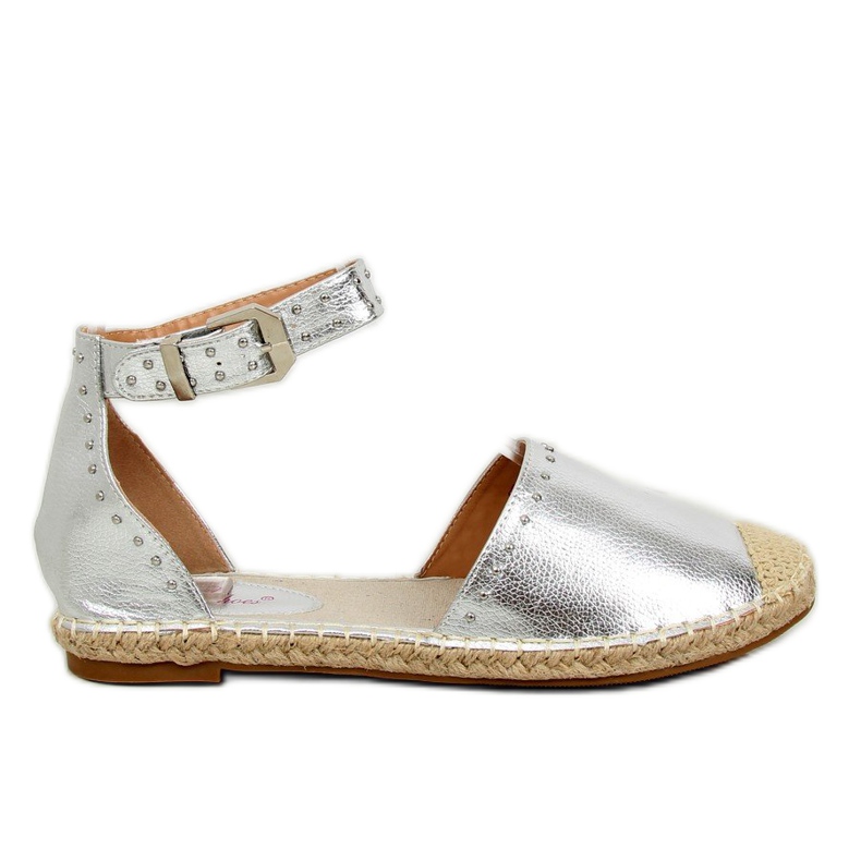 Stříbrné metalické espadrilky CF-1K215 Silver šedá