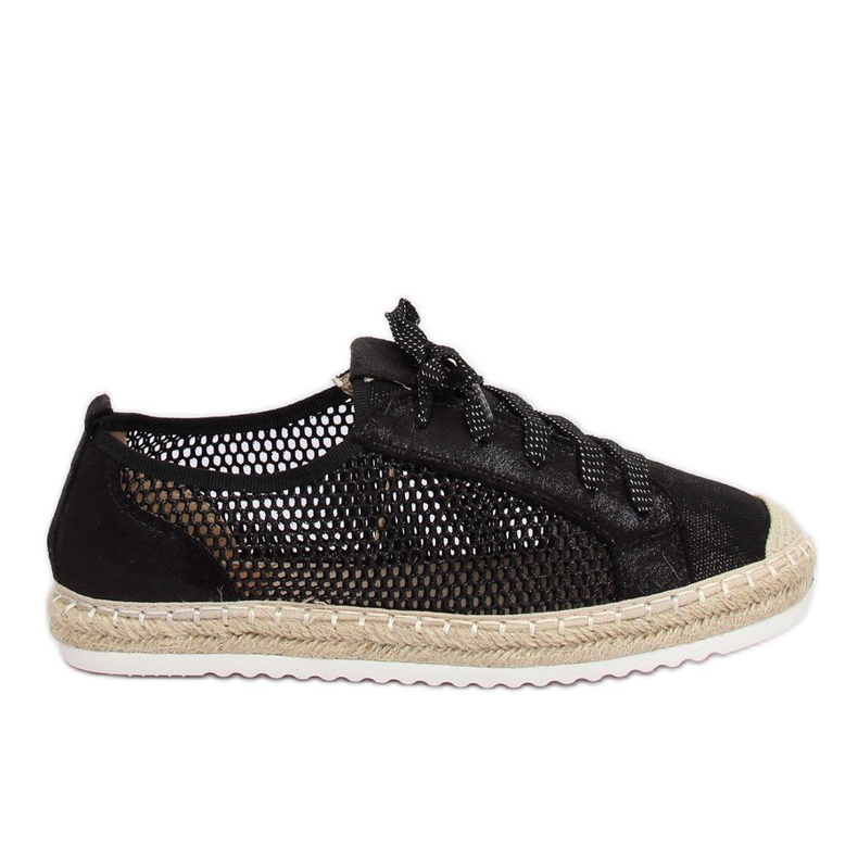 Černé krajkové espadrilky B752S-BL černé černá