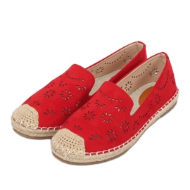 Espadrilles, červené prolamované 9023 Red červený