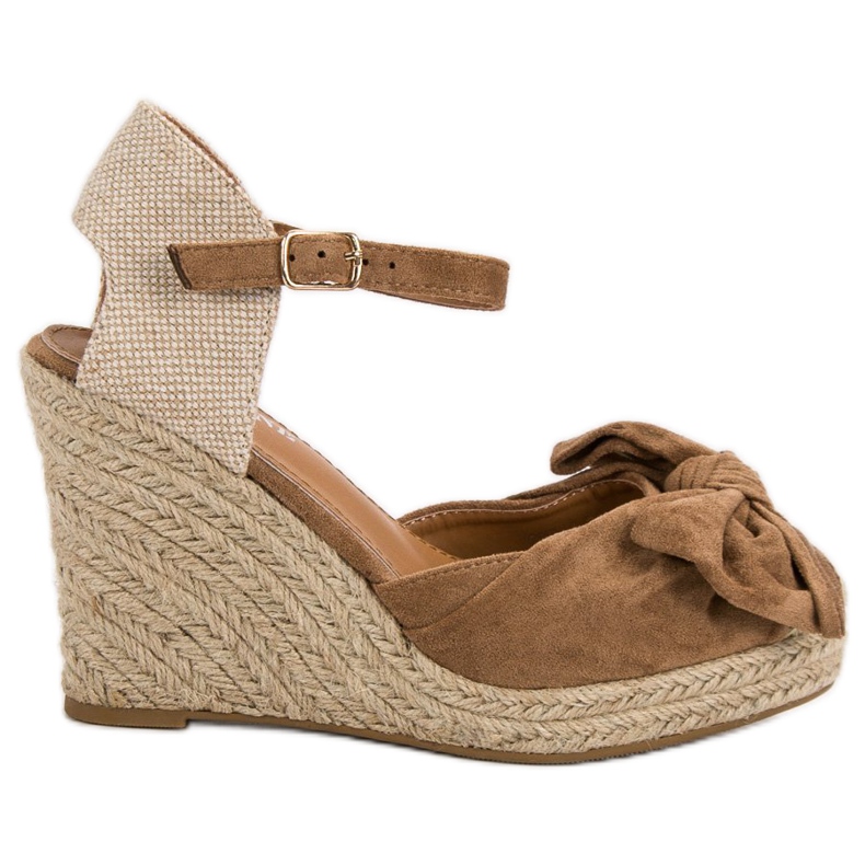 Espadrilky na klínových pumpách hnědý