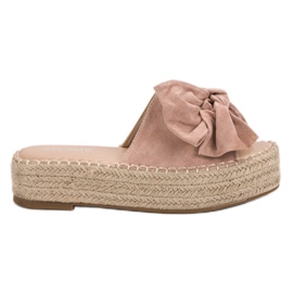 Pantofle Espadrilles Na Platformě růžový Pantofle Espadrilles Na Platformě růžový