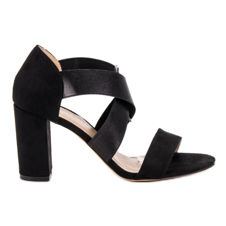 Super Mode Černé sandály na vysokém podpatku černá Super Mode Černé sandály na vysokém podpatku černá
