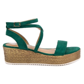 Ch. Creation Zelené klínové sandály zelený