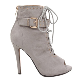 Šedé boty s otevřeným prstem šedé SY-29P Grey šedá