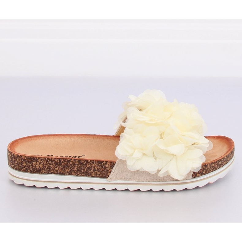Flower power béžová BG47P Béžové pantofle béžový