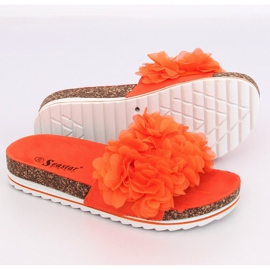 Flower power orange BG47P Oranžové pantofle pomerančový