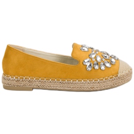 Small Swan Semišové espadrilky s ornamenty žlutá Small Swan Semišové espadrilky s ornamenty žlutá