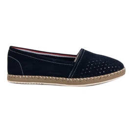 Filippo Tmavě modré kožené espadrilky námořnická modř modrý