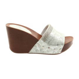 M.Daszyński Klínové pantofle Daszyński AM43 se kubickým zirkonem šedá M.Daszyński Klínové pantofle Daszyński AM43 se kubickým zirkonem šedá