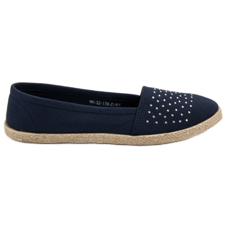 Tmavě modré espadrilky s krystaly modrý námořnická modrá