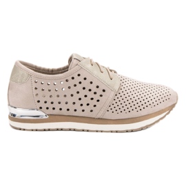 Aclys Prolamované béžové brogues hnědý žluť